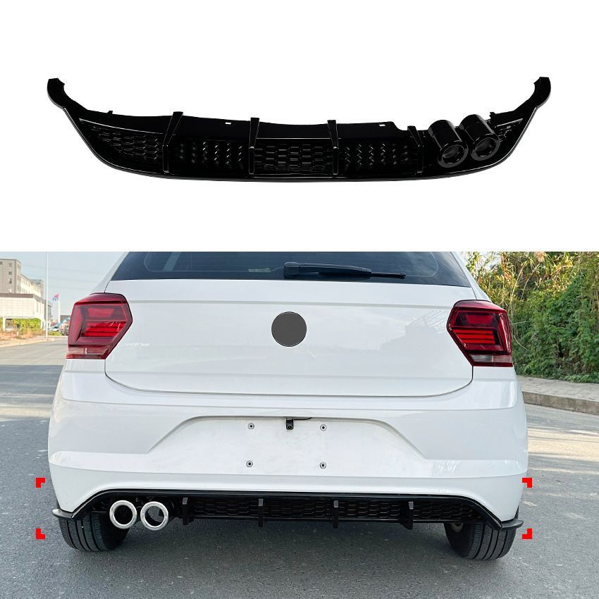 リアバンパースポイラー カスタムパーツ メンズ向け モダン 春夏 フォルクスワーゲン Polo MK6 2019年以降対応 後バンパー リアリップ リアスポイラー マットブラック|ピアノブラック|カーボン調