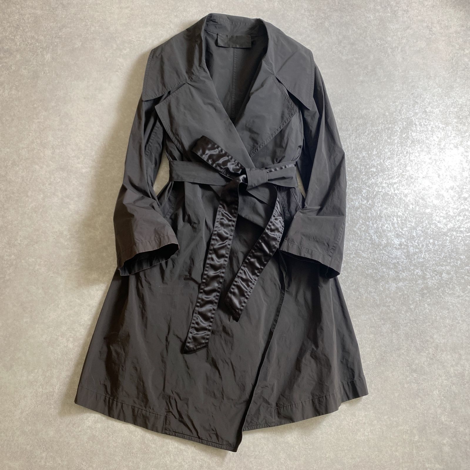 ☆ダナキャラン/ナイロン ブラック ベルテッド トレンチ コート