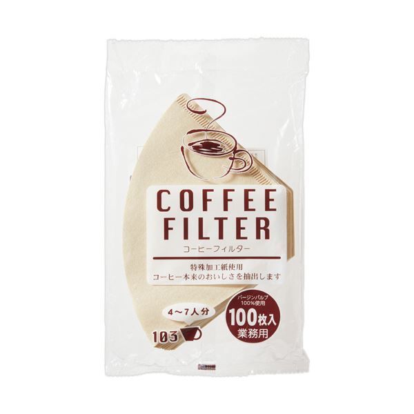 （まとめ）ニットク コーヒーフィルター 未晒し（4~7人用） 210035 1セット（300枚：100枚×3パック）【×5セット】