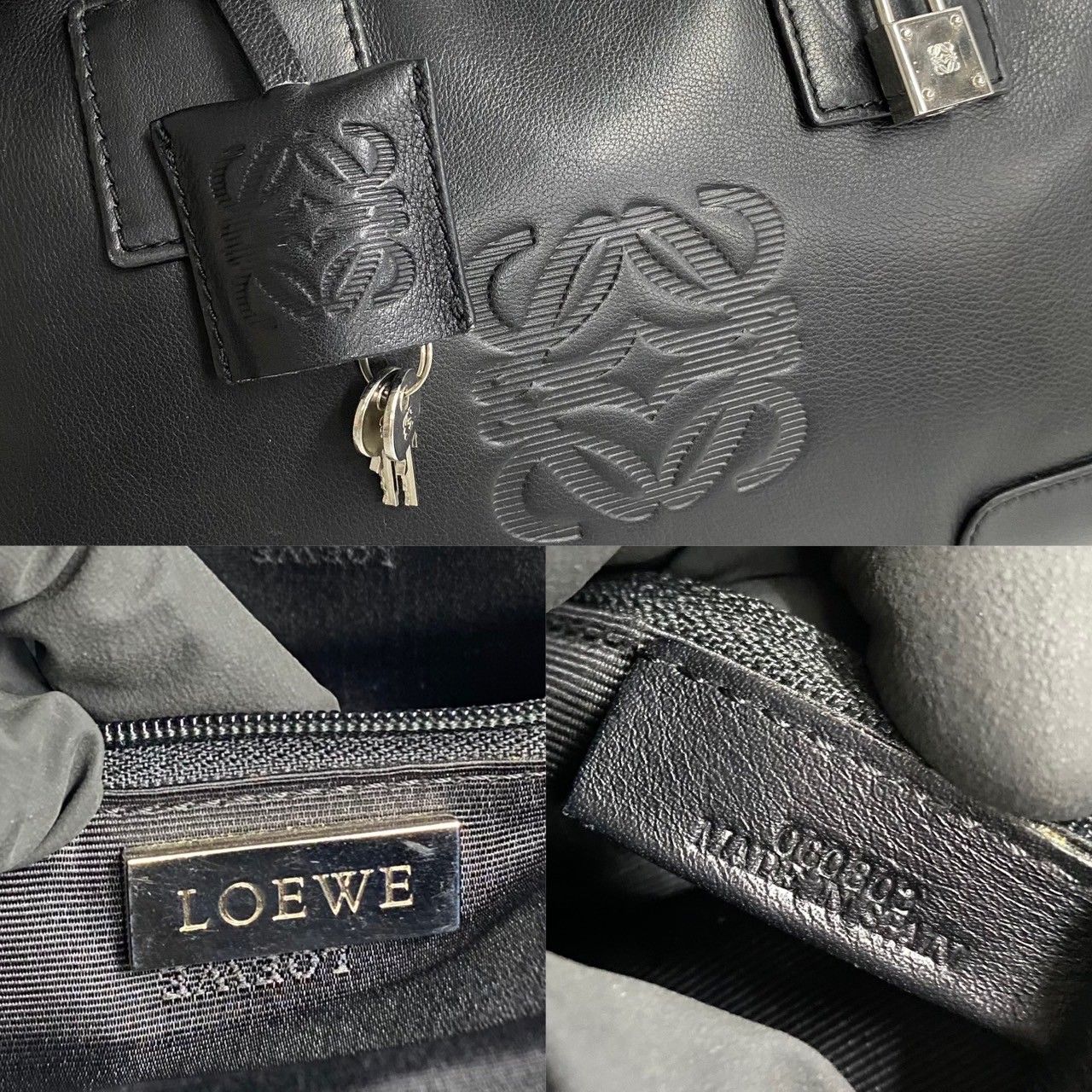 極 美品 鍵付き LOEWE ロエベ アマソナ 28 アナグラム ロゴ 刻印