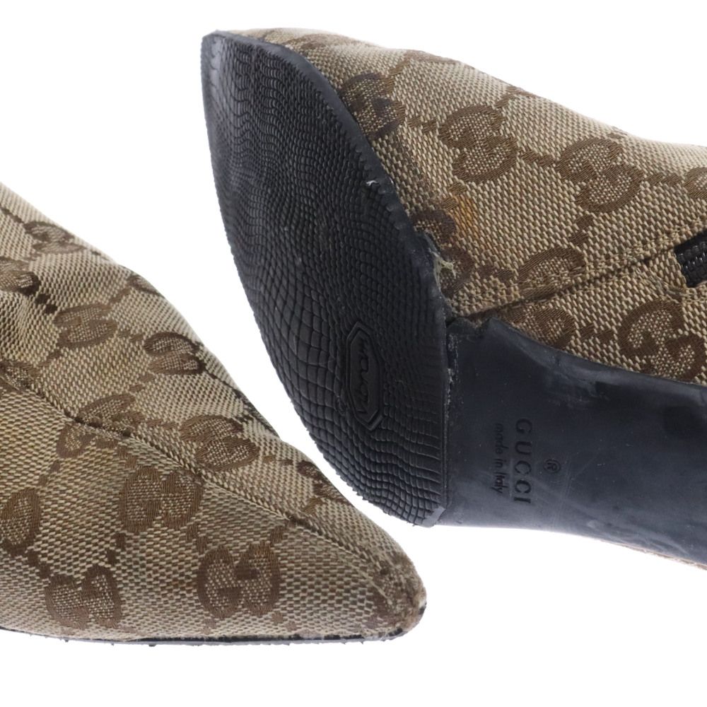 GUCCI (グッチ) サイドジップ GGキャンバス ロングブーツ ベージュ