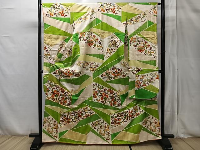 平和屋着物□豪華振袖 駒刺繍 花唐草文 金彩 正絹 逸品