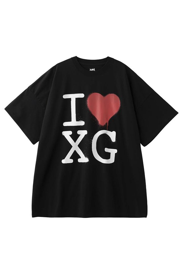 X-girl エックスガール 105252041007 STENCIL I LOVE XG LOGO S|S BIG TEE DRESS Tシャツワンピース BLACK 正規通販 レディース