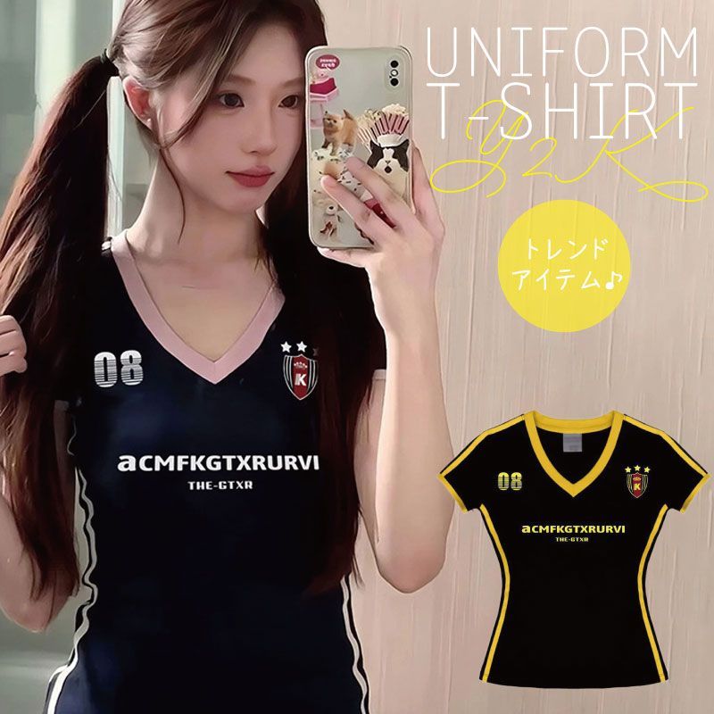 ユニフォーム Tシャツ レディース y2k トレンド サッカー