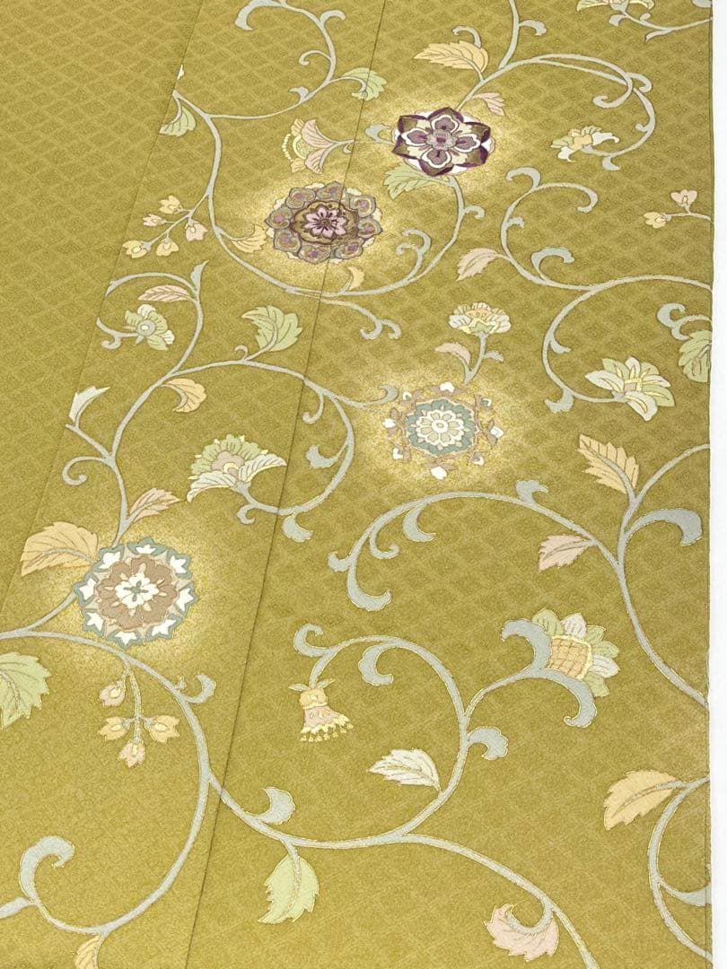 京友禅 訪問着 刺繍 金彩 唐花 蔓草花 紋意匠 正絹 X448 - メルカリ