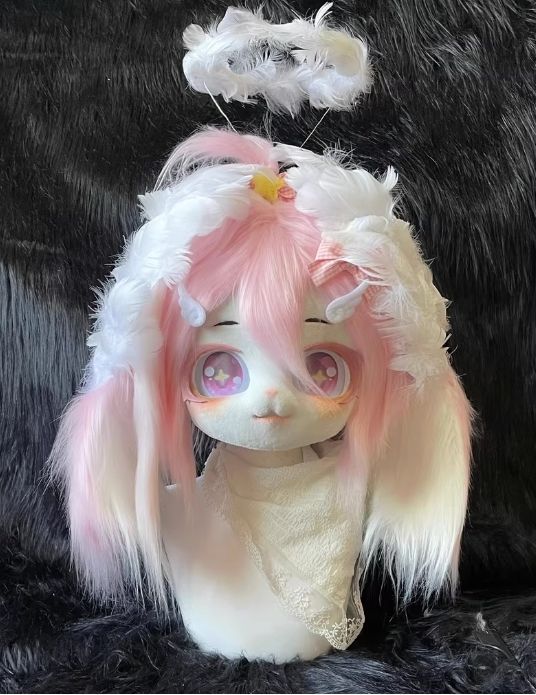 着ぐるみヘッド kigurumi NO.69 うさぎ ピンク 垂れ耳 ファースーツ 全頭ヘッド ケモノ マスク ぬいぐるみ コスプレ コスチューム 一点物
