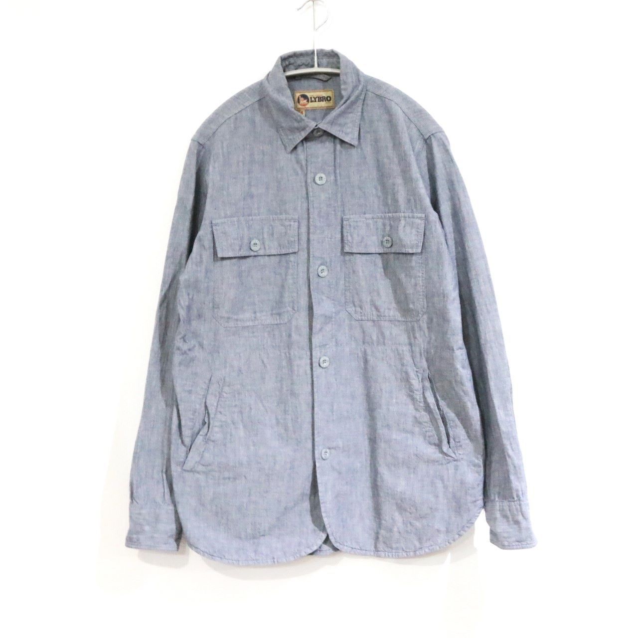 【中古A】NIGEL CABOURN ナイジェルケーボン 44 S メンズ シャンブレーシャツ ミリタリー 紺 綿 中古B 古着