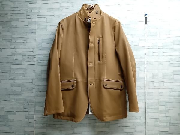 美品 未使用品 JOSEPH ABBOUD ジョゼフアブード LWJLNW6803 レザージャケット ブラウン系 サイズL 新品タグ付き