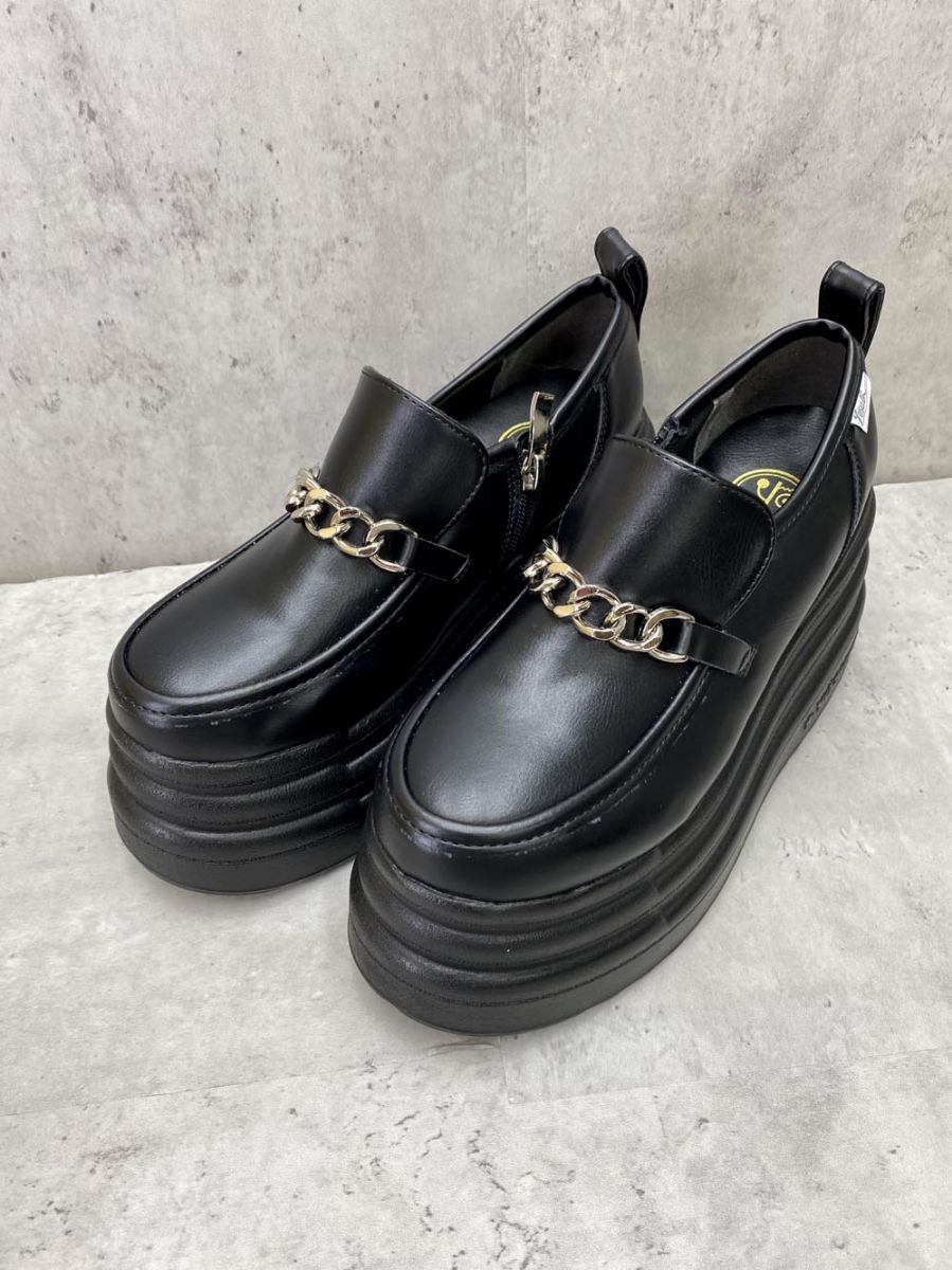 YOSUKE ヨースケ 厚底 チェーン ローファー シューズ size23.5cm|黒 ◎レディース