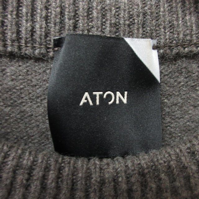 エイトン ATON 美品 ウールセーター ニット プルオーバー グレー 04 M 