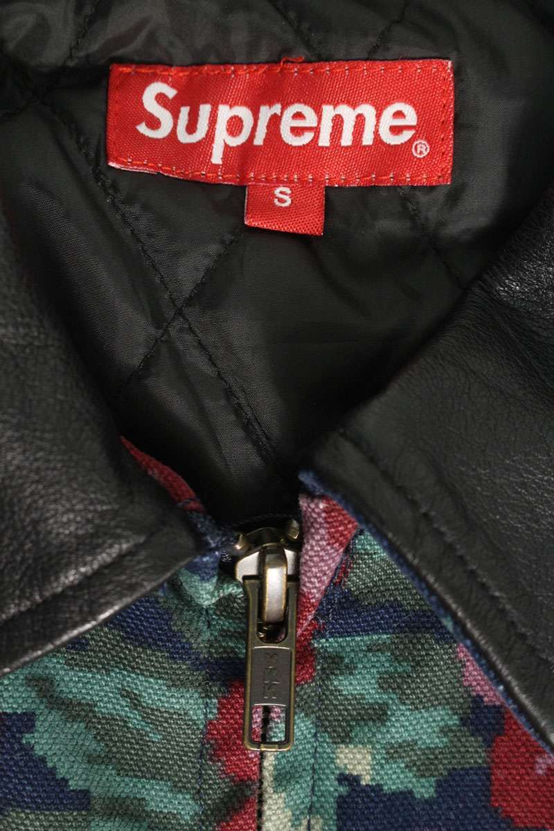 シュプリーム 20AW Leather Collar Work Jacket Flower レザーカラー  