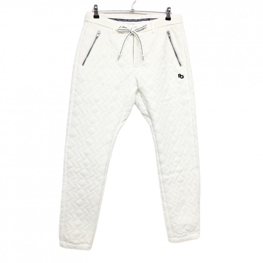 【超美品】パーリーゲイツ 中綿ボアパンツ 白 ギザギザキルティング メンズ 5(L) ゴルフウェア PEARLY GATES