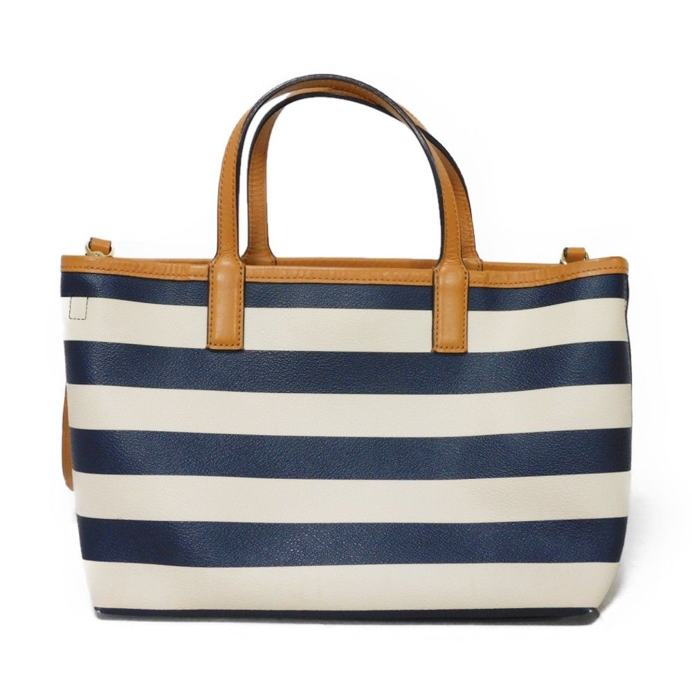 Tory Burch トリーバーチ ボーダー トート ブラウン ネイビー Tory Burch トリーバーチ ボーダー トート ブラウン ネイビー