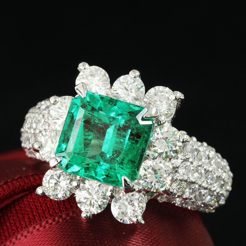 超希少 ノンオイル GIA コロンビア産 3ct エメラルド Pt900 リング 