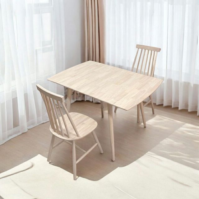 ダイニング 3点セット テーブル チェア2脚 伸縮式 3WAY 天然木材 ラバーウッド 伸長式 折り畳み式 木製 カラー ホワイトウォッシュ SW-3PS SW925 SW306ｘ2