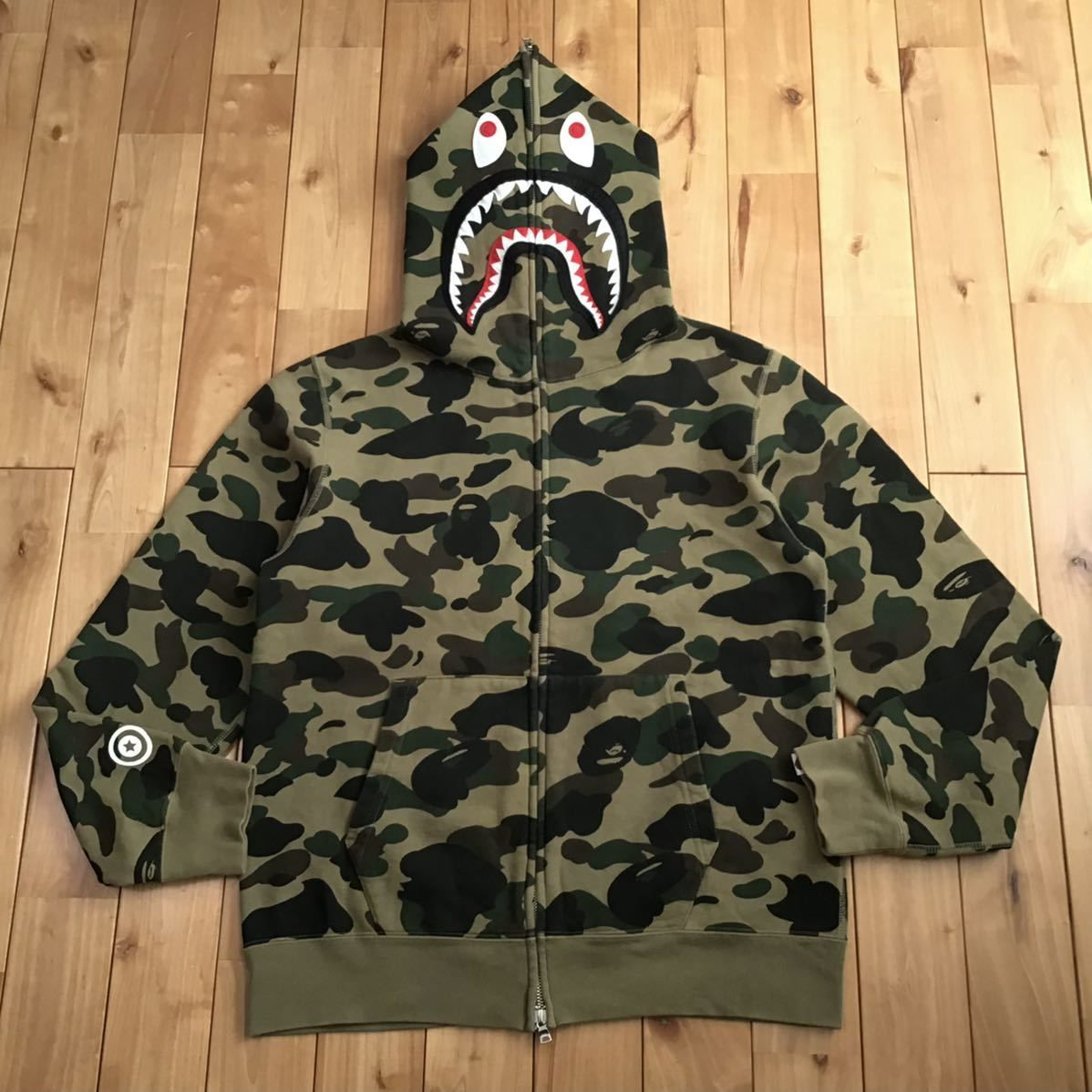 1st camo green シャーク パーカー Lサイズ shark full zip hoodie a