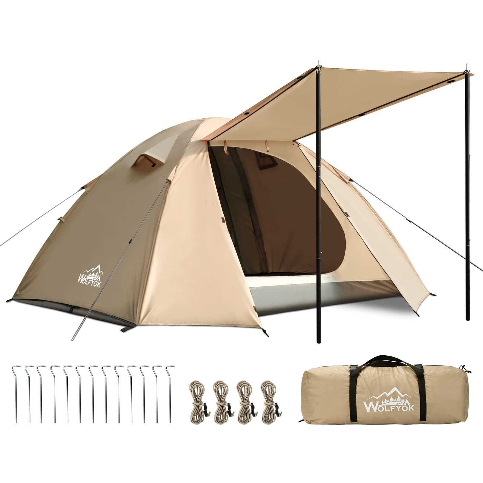 wolfyok outdoors 1〜2人用キャンプテント 自立式 簡易テント Amazon.co.jp: ワンポールテント ソロ TC ポリコットン 【二本前