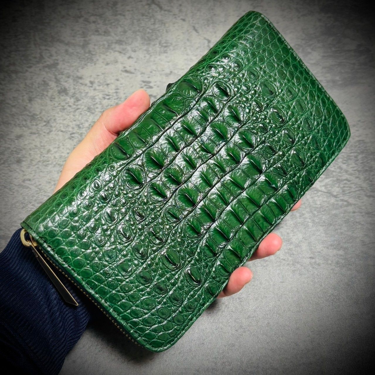 クロコダイル crocodile カイマン 長財布 グリーン 緑 タグ クロコダイル 財布 長財布 メンズ レディース 本革 グリーン 緑