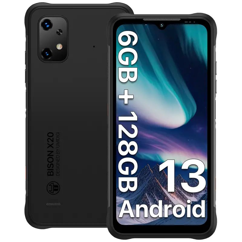 UMIDIGI BISON X20は頑丈なスマートフォンで、6GB+128GB、1TBまで拡張可能、Android  13、16.59cmのLCDディスプレイ、デュアルSIM 4G、6000mAhバッテリー、NFC、顔認識、指紋センサー、20MPカメラ - メルカリ