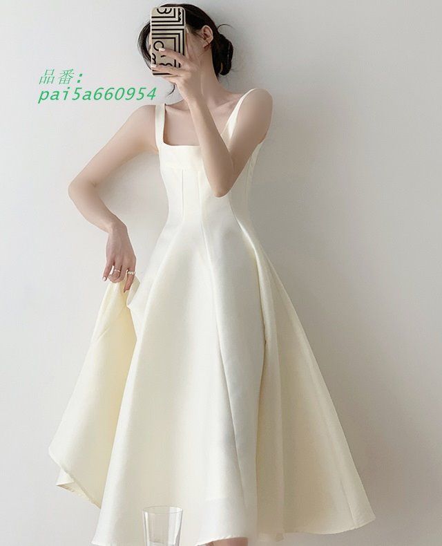 ウェディングドレス 黒 白 ウェディング カラードレス 大きいサイズ ウェディングドレス 二次会 4L ノースリーブ スクエアネック 小さいサイズ 3L ミモレ丈 pai5a660954