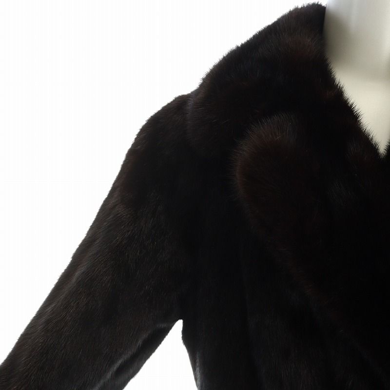 GEOFFREY BEENE ミンクコート 刺繍入り裏地ロゴ ブラックパープル系 GEOFFREY BEENE ミンクコート 刺繍入り裏地ロゴ ブラック