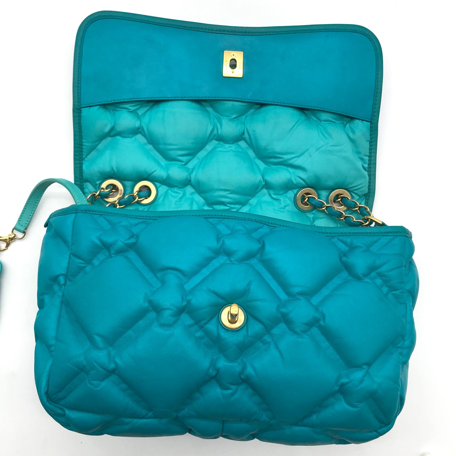 良品 CHANEL シャネル バブル キルト ダブルチェーン ショルダー