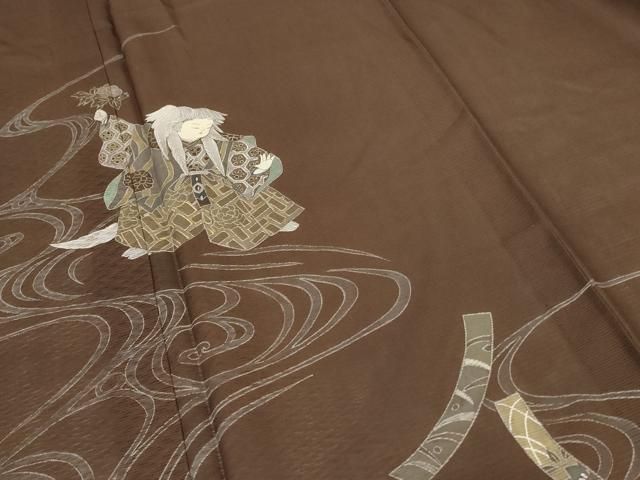 平和屋着物＊夏物 訪問着 変わり絽 人物文 能 正絹 逸品 AABC3442jd