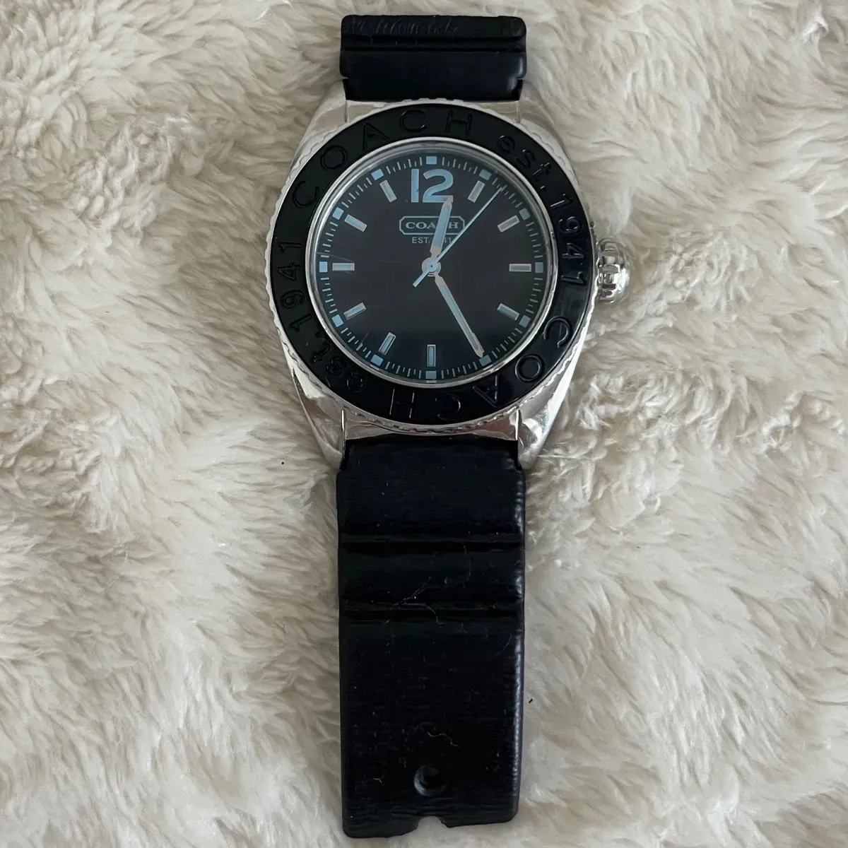 稼動品　COACH コーチ　シグネチャー　ラバーベルト　スポーツ　腕時計 COACH コーチ シグネチャー柄 メンズ腕時計 ラバーベルト ブラック