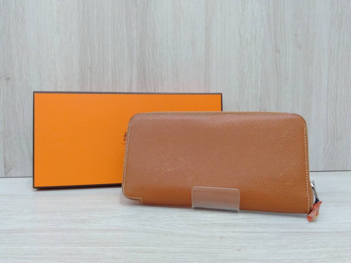 エルメス HERMES □R S1 アザップシルクイン 茶 財布 ライトブラウン