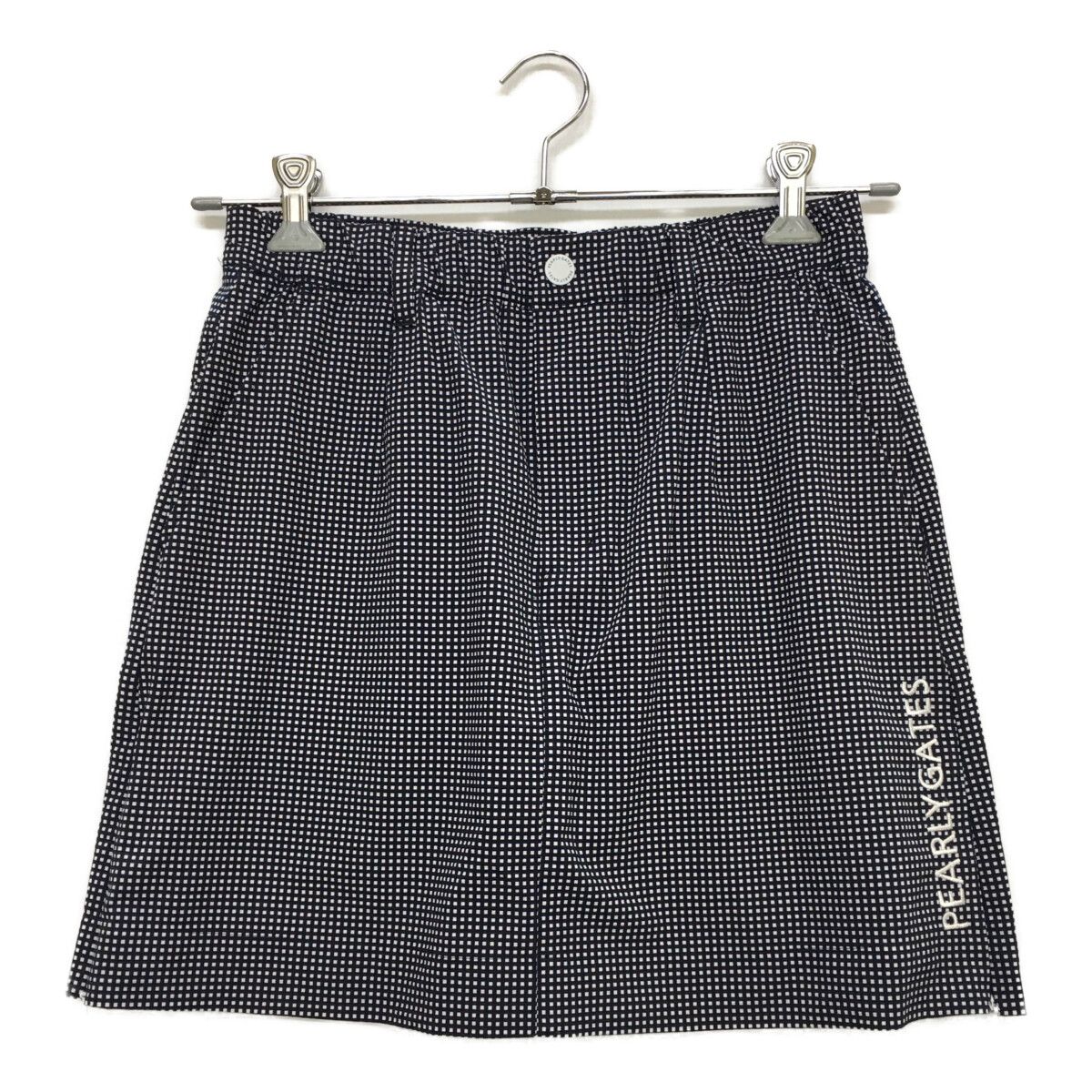 中古 レディース パーリーゲイツ PEARLY GATES スカート 0(S) 紺×白 ストレッチ インナーパンツ一体型 格子柄