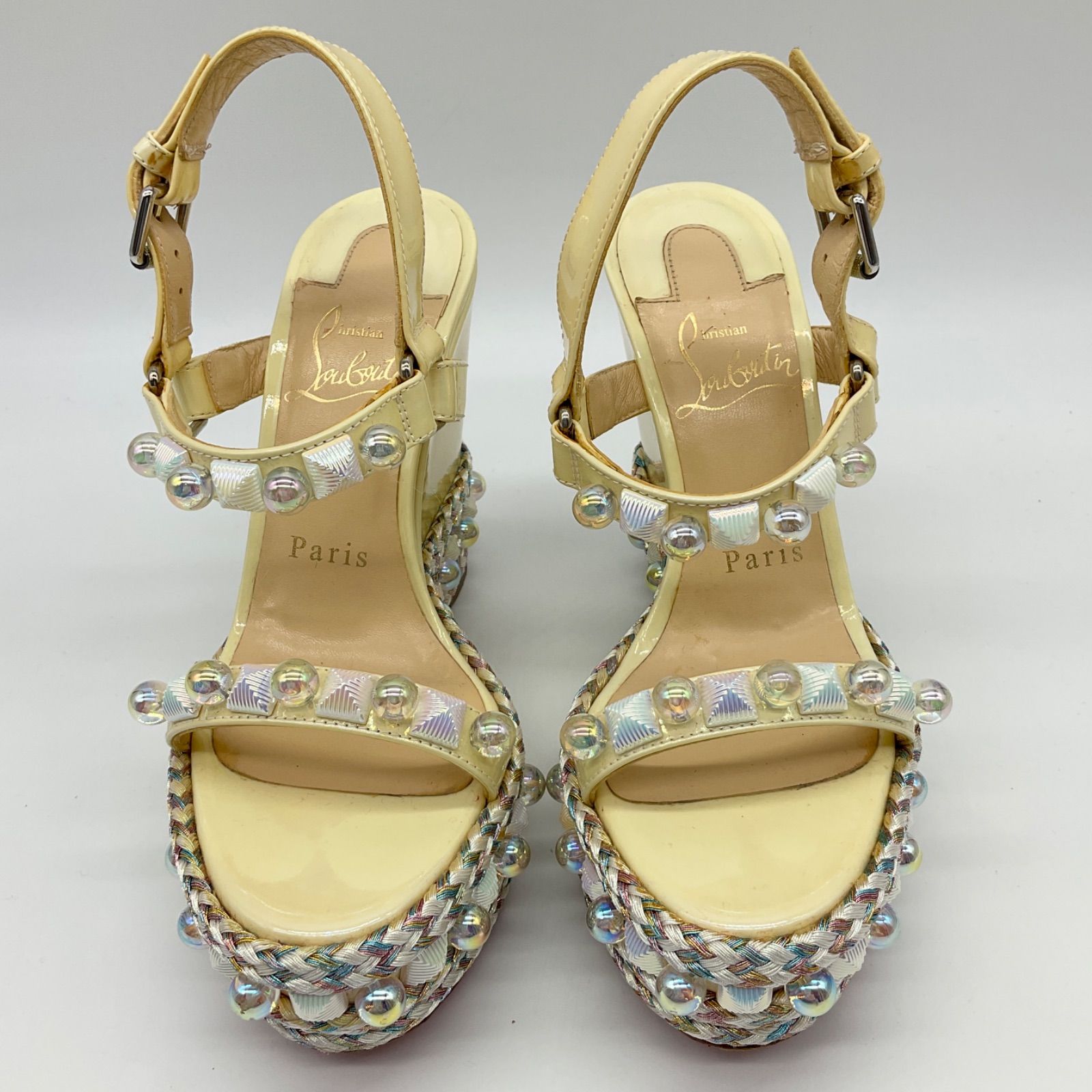 クリスチャンルブタン カタコニコ サンダル ウェッジソール 38 約24cm
