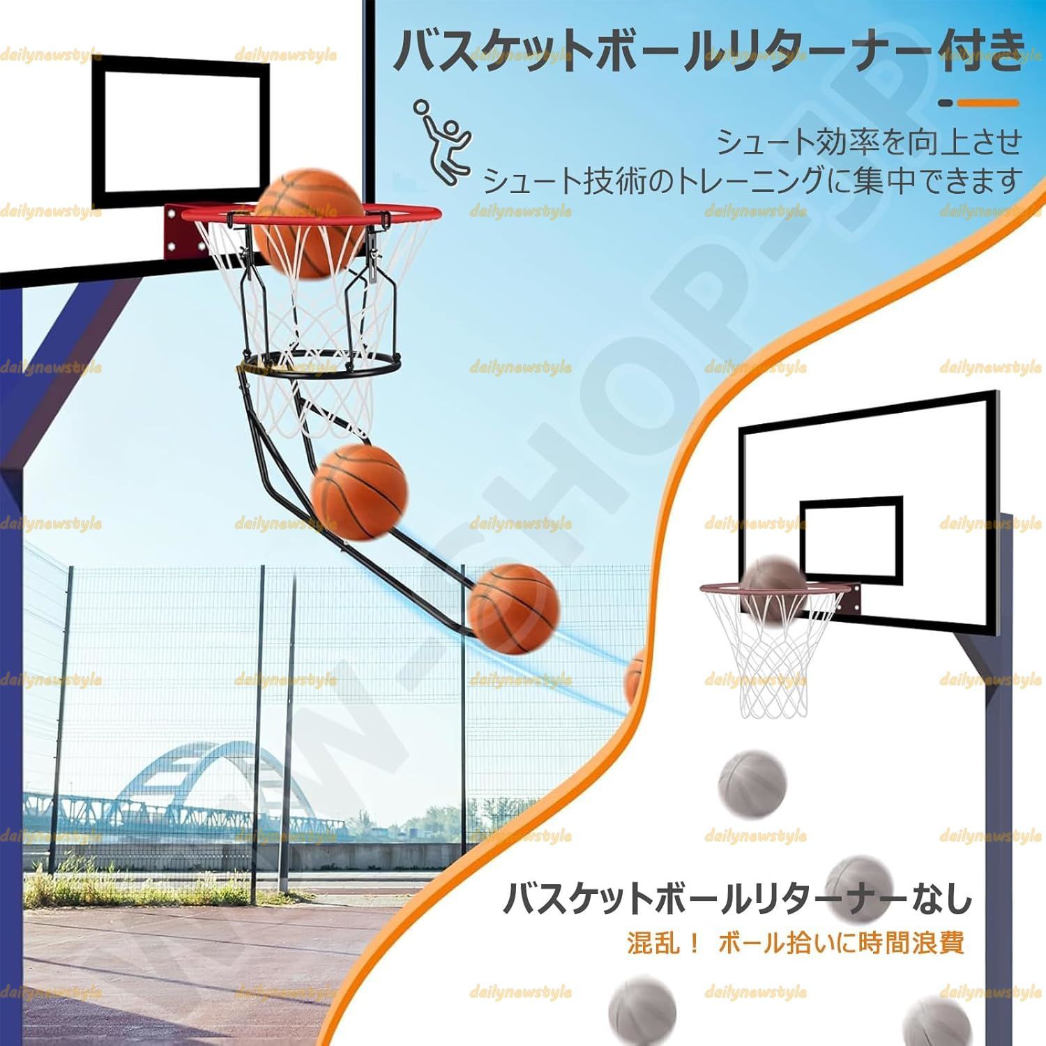 容易な 人気推薦◆バスケットゴール リバウンダー ボールリターンネット バスケットボール復帰 シュート フリースロー 練習補助用 １人練習 プロトレーニング 日常娯楽両用 効率化 回転リターンシュート バスケ精度器具 18 インチリム対応 【超安い】