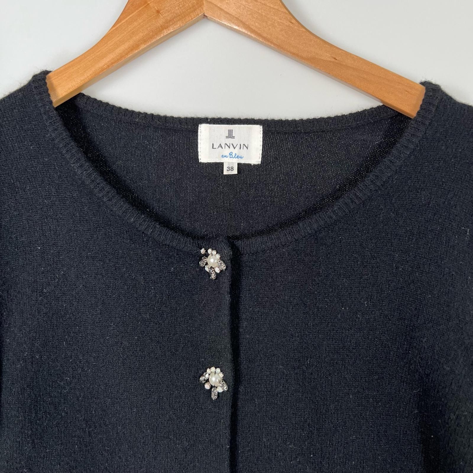 LANVIN ランバン 15AW ビジューボタンウールニットカーディガン  ブラック S IT9WPX50KCI8 LANVIN ランバン 15AW ビジューボタンウールニットカーディガン