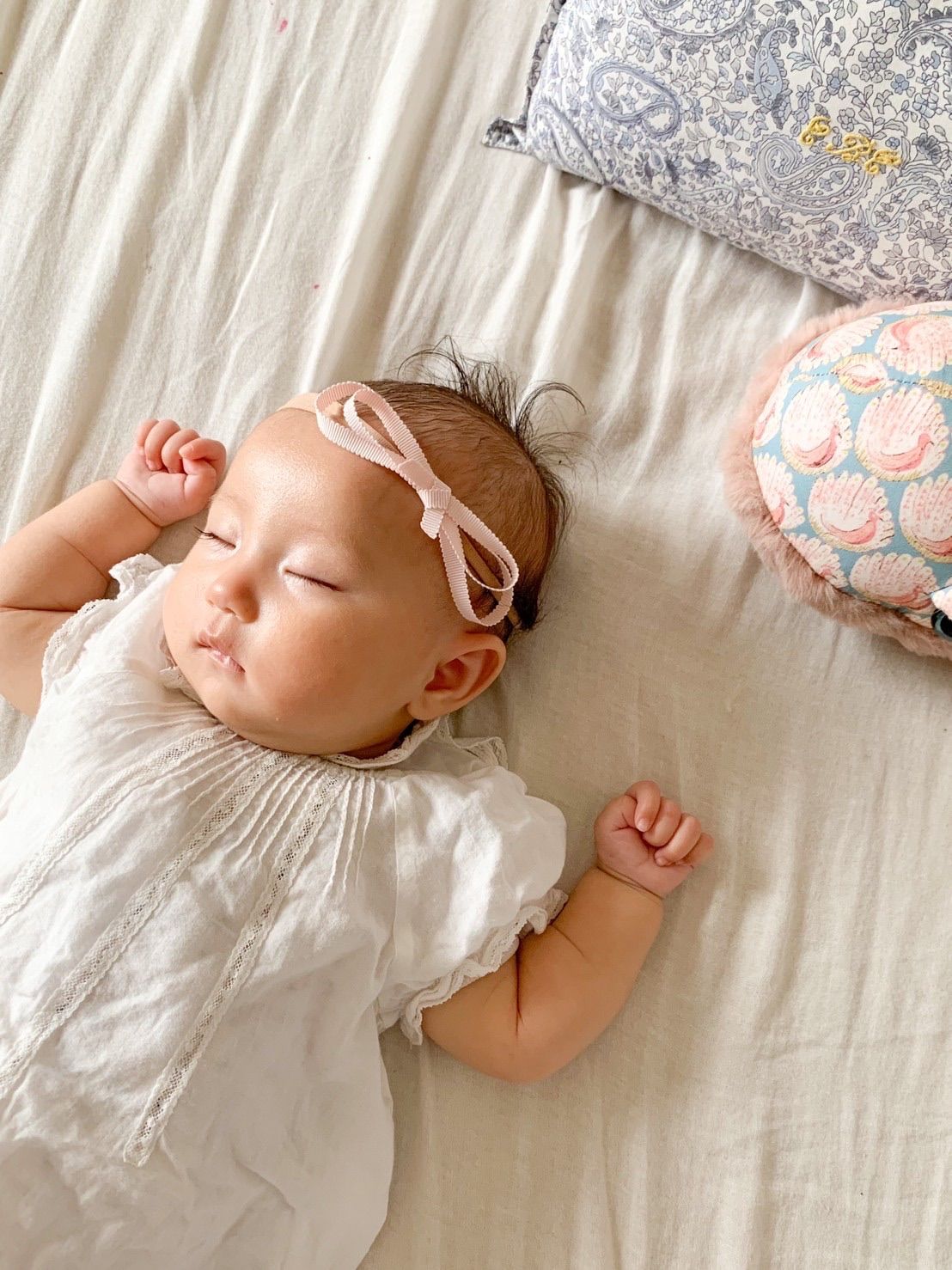 オーダーメイド♡小花付きペタシャムリボン♡ ベビーヘアクリップ