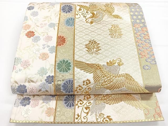 平和屋着物◎六通柄袋帯 唐織 鳳凰花文 金銀糸 正絹 逸品 CAAY5414nb