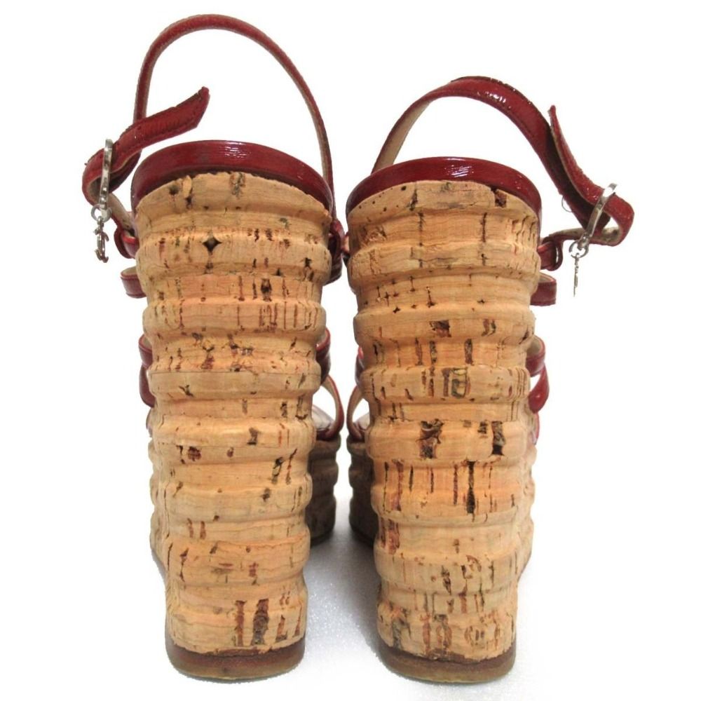 美品 CHANEL シャネル パテントレザー コルクソール ウェッジソール  