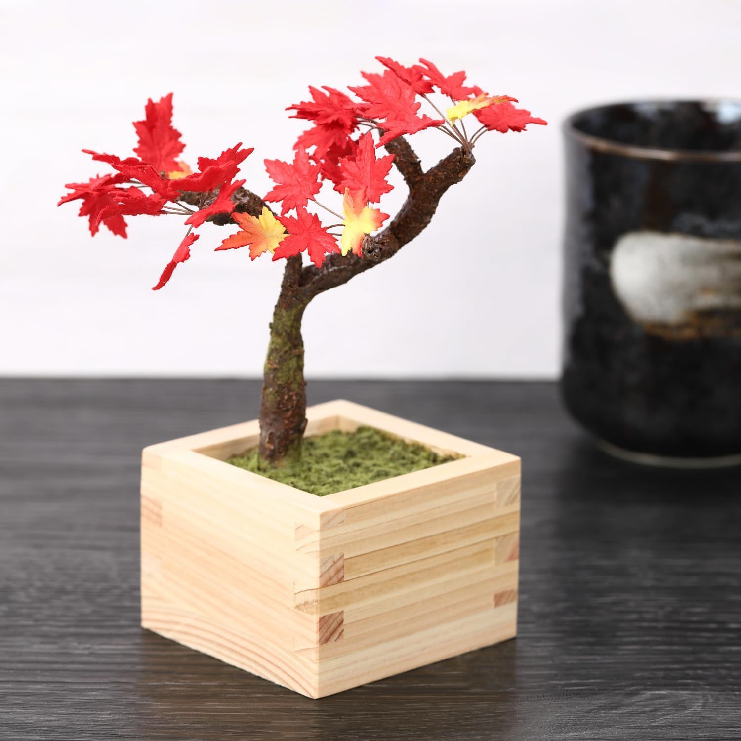 新着商品】インテリア 和室用 和風 フェイクグリーン 12cm 造花 人工観葉植物 (03. bonsai 盆栽 紅葉(もみじ))  手漉き和紙とひのき升を使用した Rose7（ローズセブン） - メルカリ