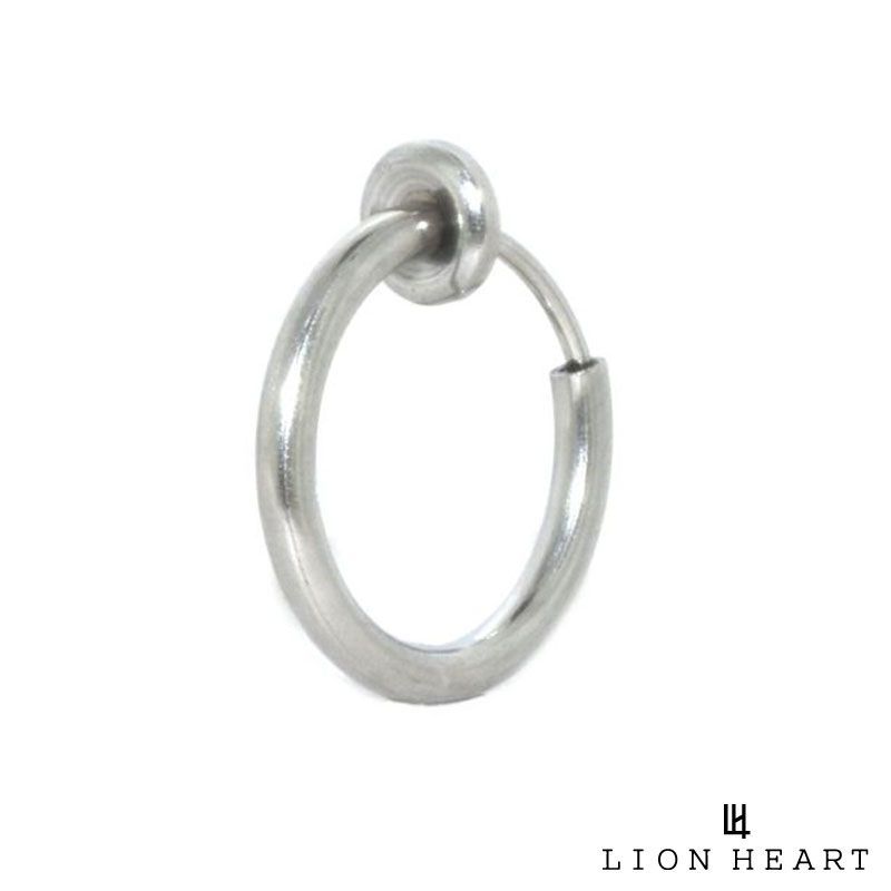 ライオンハート プレーン イヤリング サージカルステンレス シルバー 片耳用 1点売り メンズ ブランド LION HEART