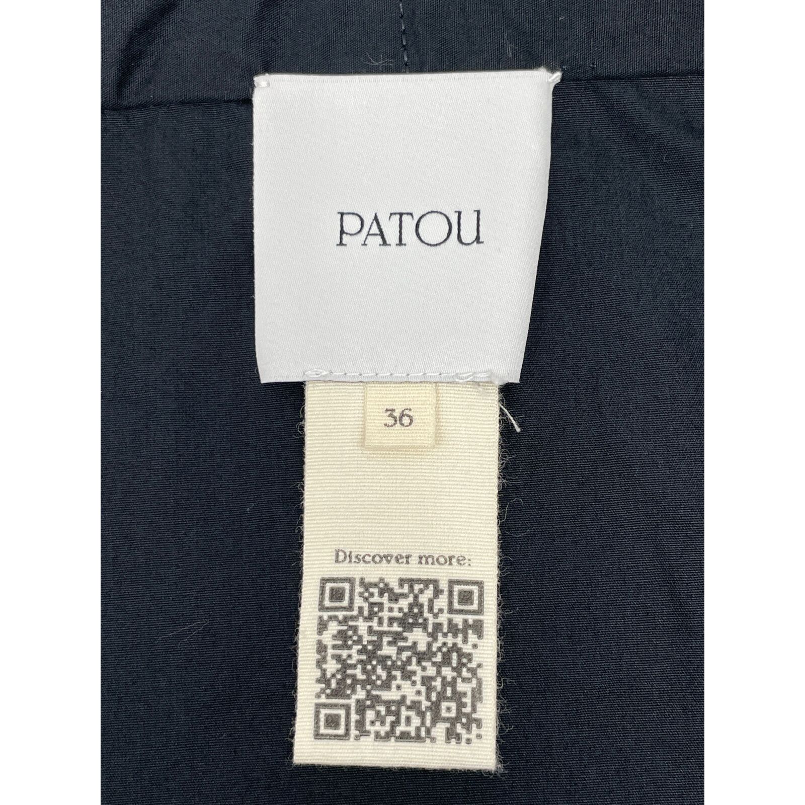 PATOU パトゥ 23SS ブラック コットン ドローストリングパフスリーブ