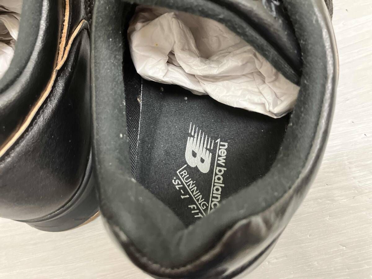 balance ニュー ンス Edge Leather イギリス製 ブラック スニーカー 7 FAKE BUSTERS鑑定バッヂ付き 箱あり