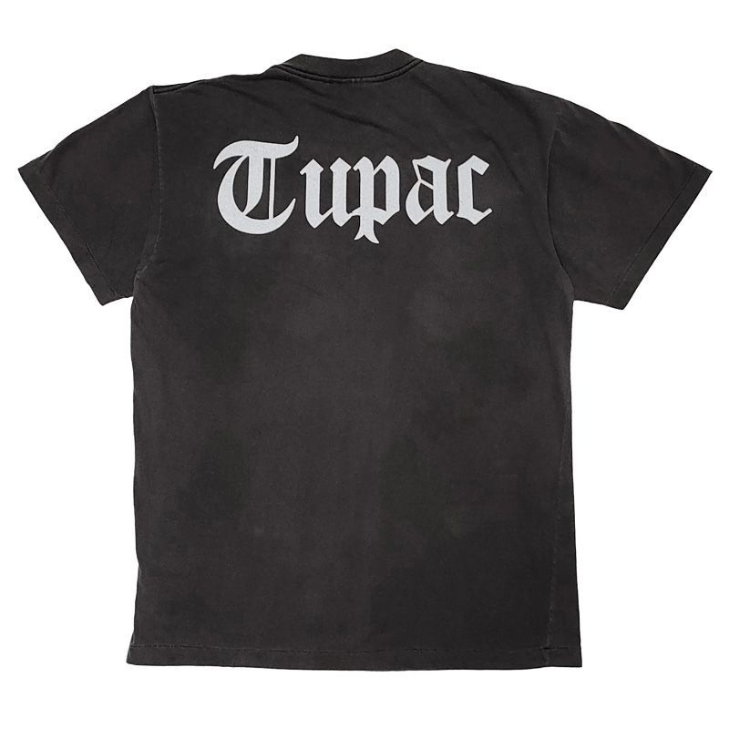 トゥーパック Tシャツ 半袖 2PAC チャコールグレー フェード サイズ：メンズ L , XL TUPAC アーティスト ラップ ヒップホップ  大きいサイズ 【新品】 - Tシャツ