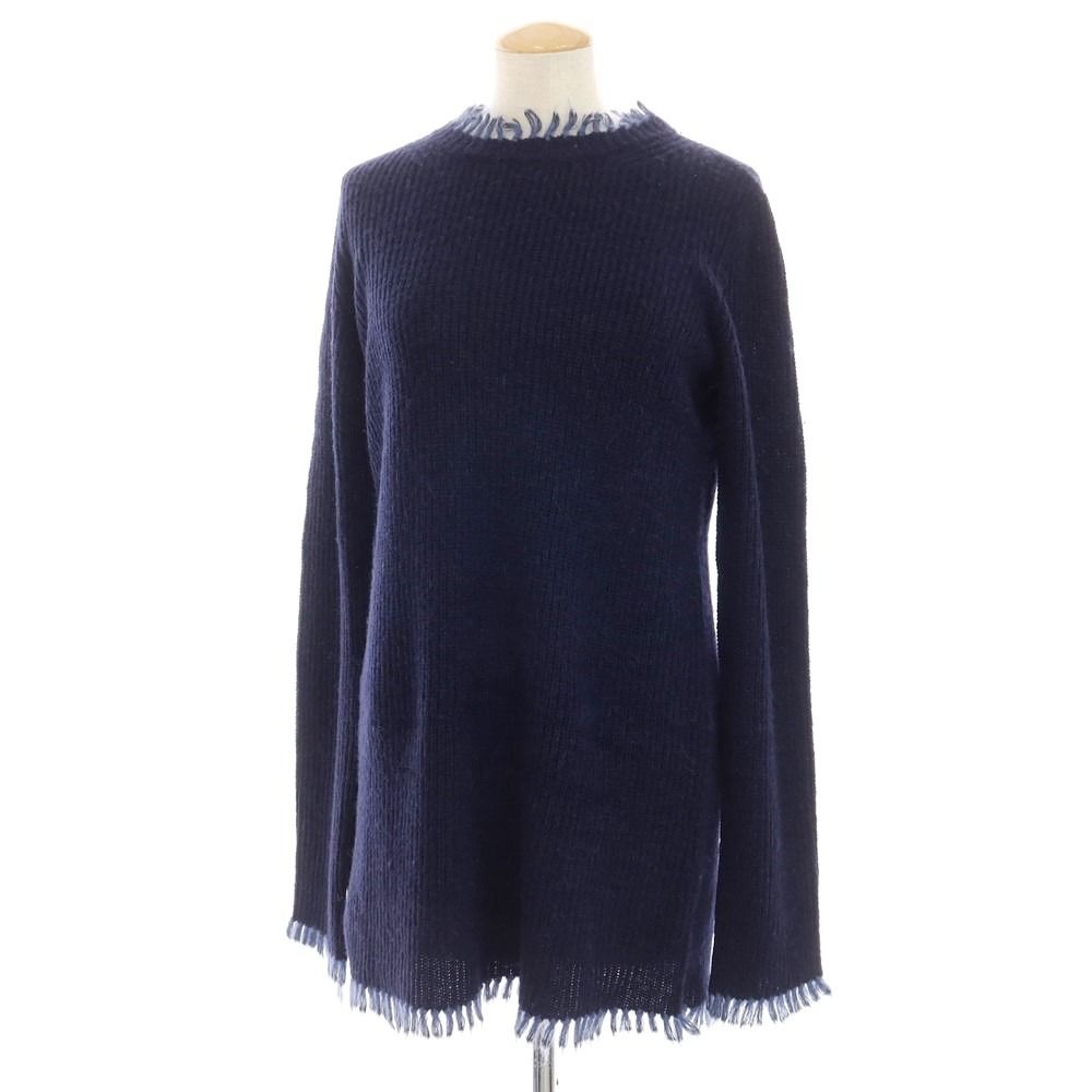 【中古】【未使用】アカネウツノミヤ AKANE UTSUNOMIYA ウールアクリルアルパカ ロングニット ネイビー【サイズF】【レディース】