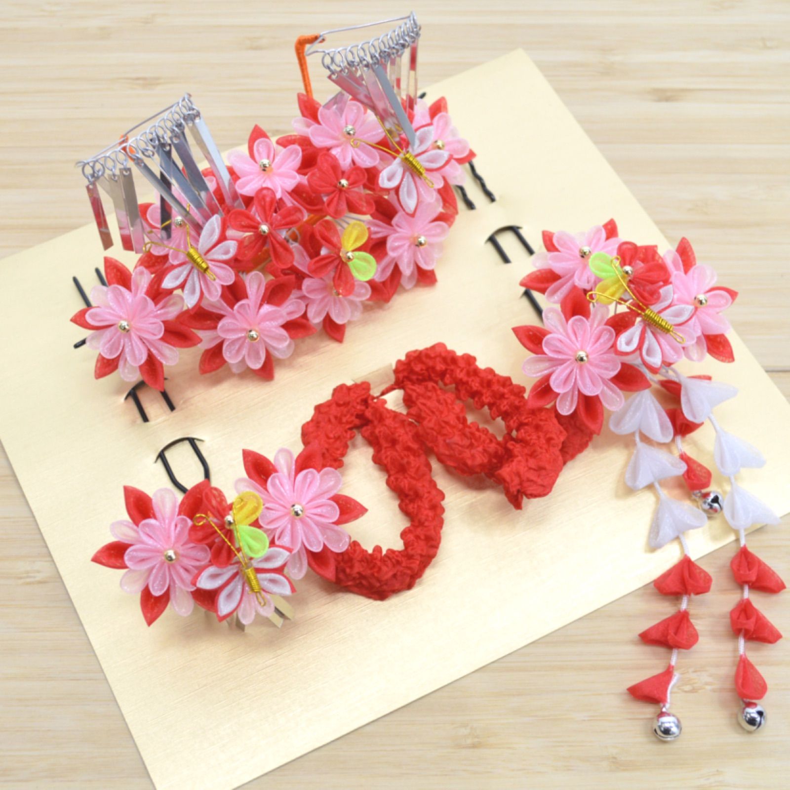 女の子 七五三 髪飾り 七歳 かのこ 簪 蝶 鈴 シースルー 勝山 シルバー 半透明 匿名配送 WWW_OLIVIERBERNSTEIN_COM