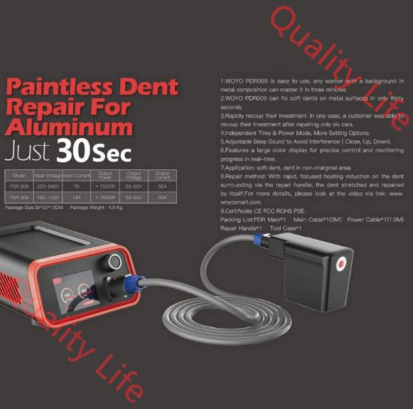 車のボディのへこみ除去ツール 1500W電磁誘導デント修理器具自動スクラッチフリーペイント器具 デントリペアキット 車のアルミシート修復用