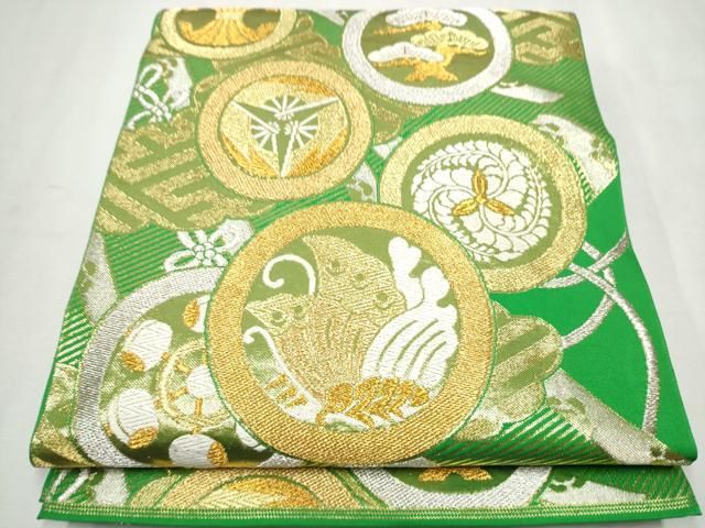 逸品♡ 西陣織　伝統工芸士　染の匠美　正絹　袋帯　金銀糸　市松麗華文 逸品♡ 西陣織 伝統工芸士 染の匠美 正絹 袋帯 金銀糸 市松麗華