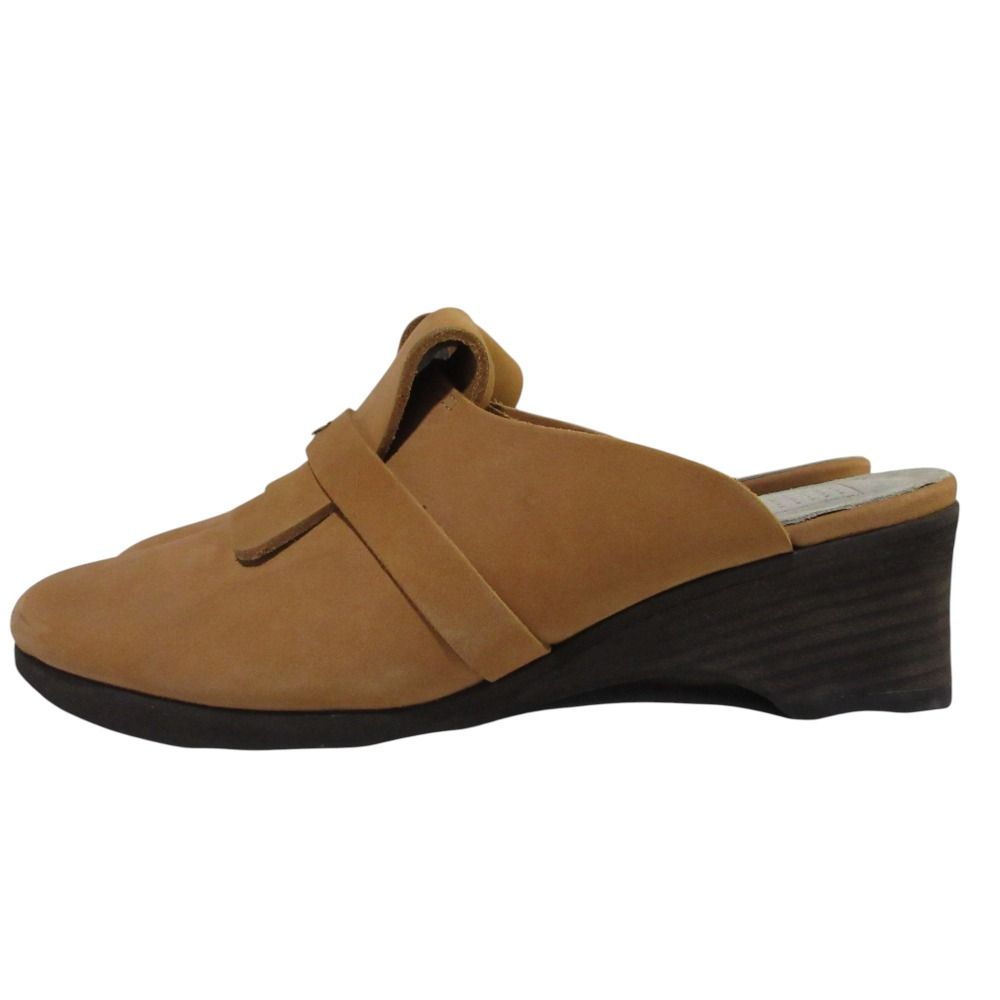 mina perhonen ミナペルホネン pied des bois レザー サボ サンダル qs7735 サイズ37 23.5cm ライトブラウン レディース 古着