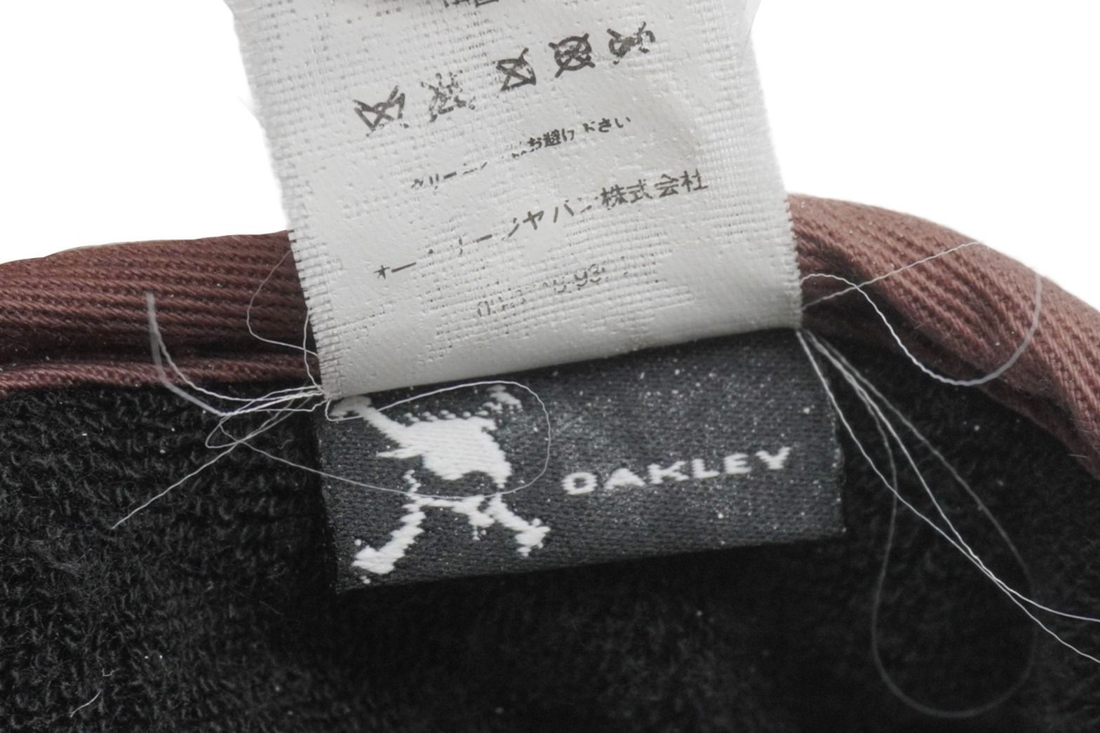 Oakley オークリー サンバイザー ロゴプレート 35460 中国製 コットン ベージュ ブラウン シルバー金具 良品 中古 52022