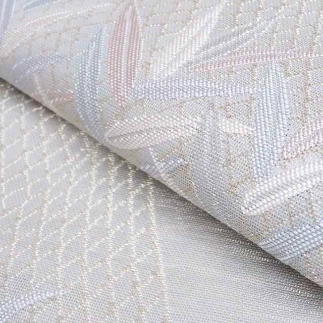 【美品】正絹　夏物　夏帯　袋帯 シンプルオシャレ 夏物 袋帯 新品仕立済 正絹 夏物 姫野織物謹製 流水花模様 紗