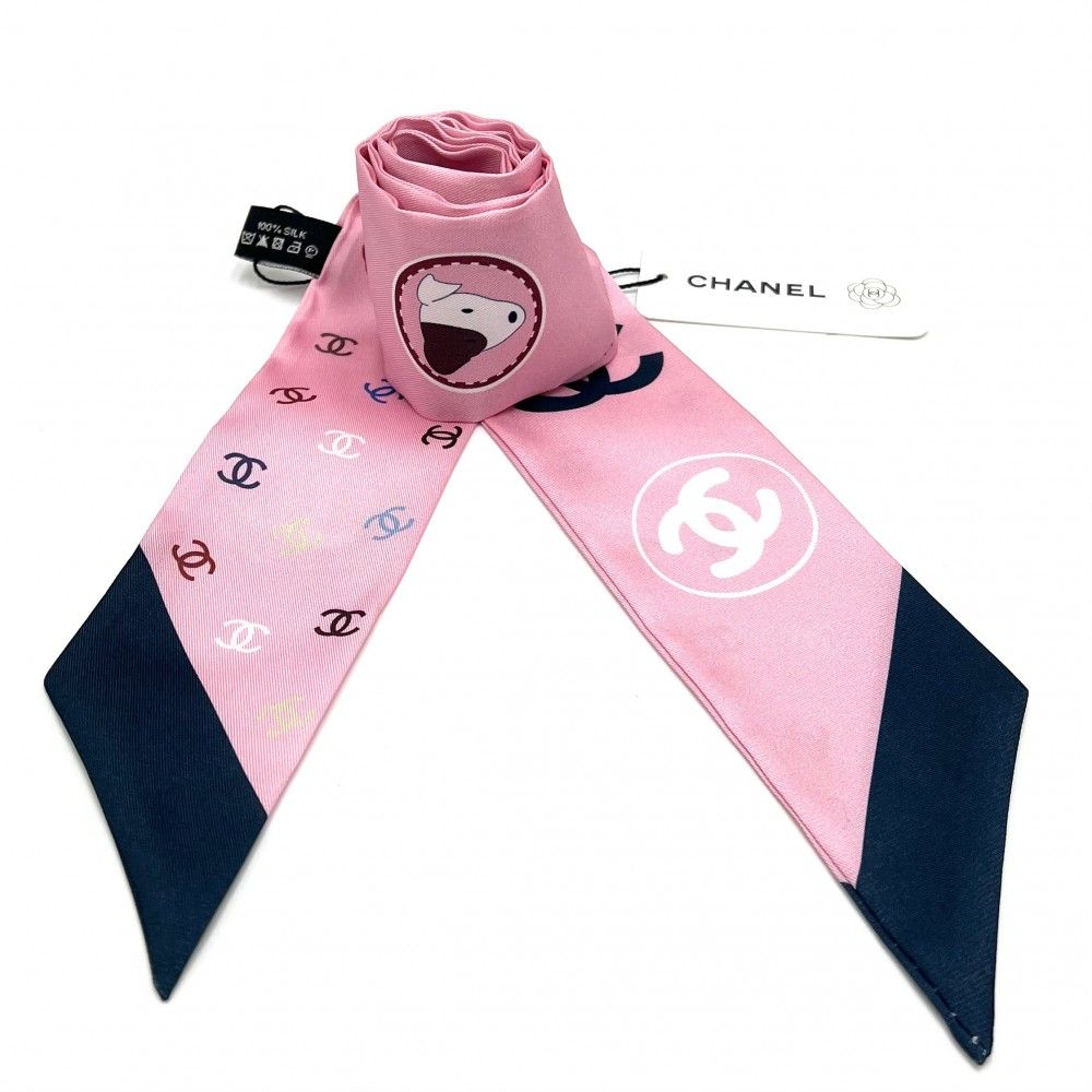 CHANEL シャネル スカーフ ココマーク カメリア ピンク シャネル スカーフ レディース ツイルスカーフ ココマーク 犬