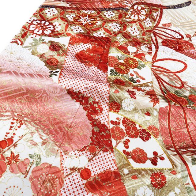 平和屋着物○ViVi Fleurs 振袖 刺繍 華麗な花 暈し染め 金糸 銀
